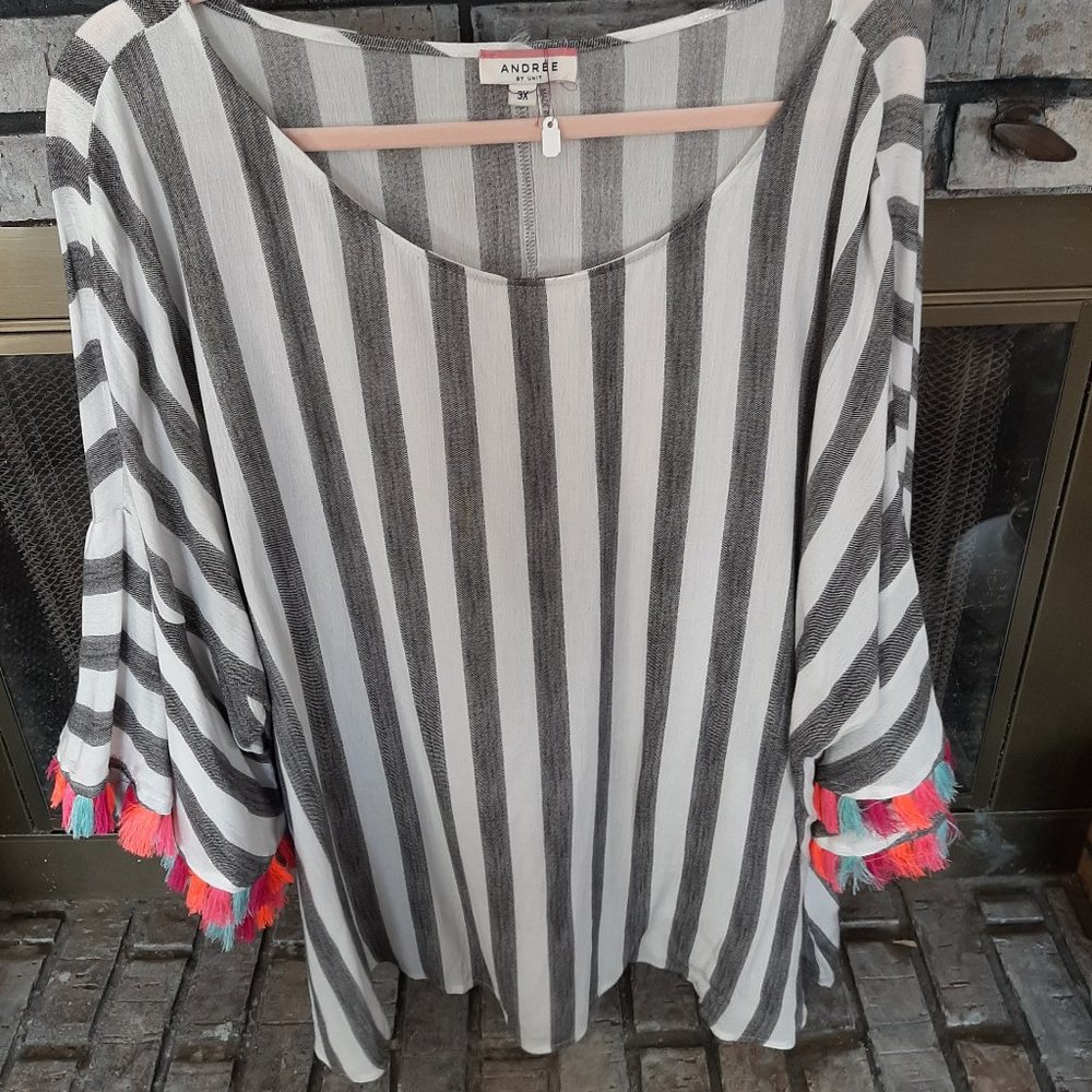 Striped Neon Fringe Top